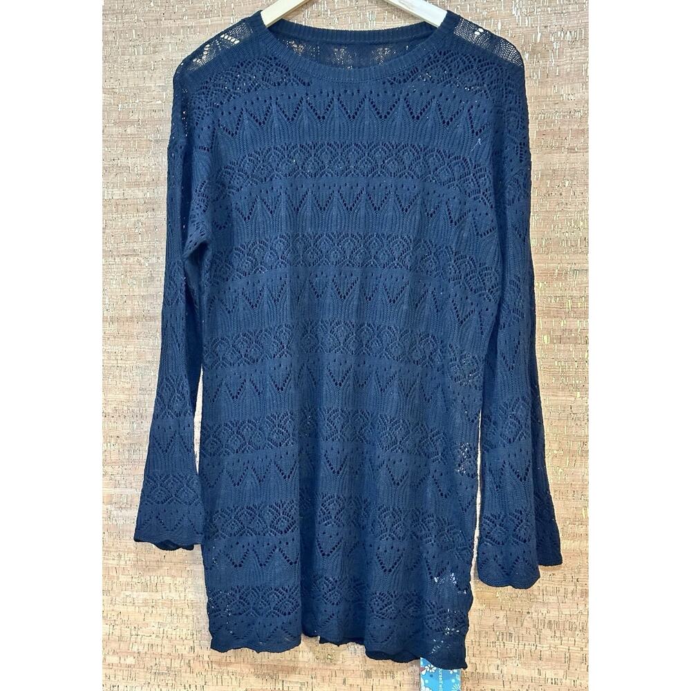 CiCi Bird Black Crew Neck Sweater Tunic Women's Size Medium NWT